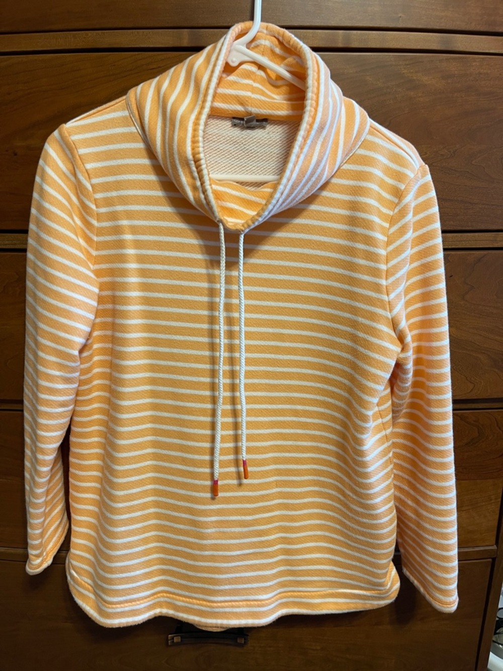 Talbots Peach and White Striped Cowl Neck Sweater